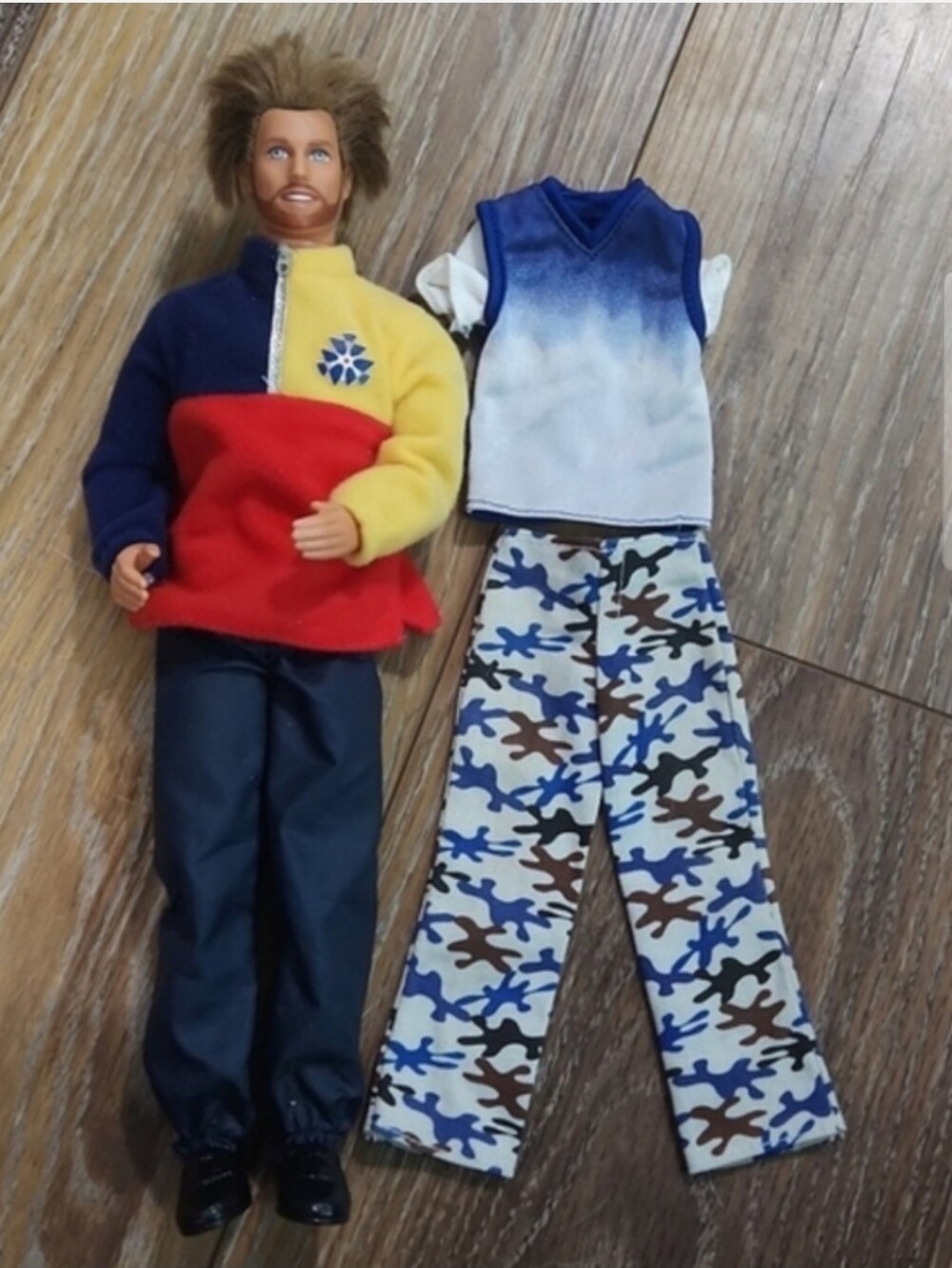 Vintage Ken Barbie Doll Sweatshirt Pants & Blue Ombre & Camo Pants Outfit